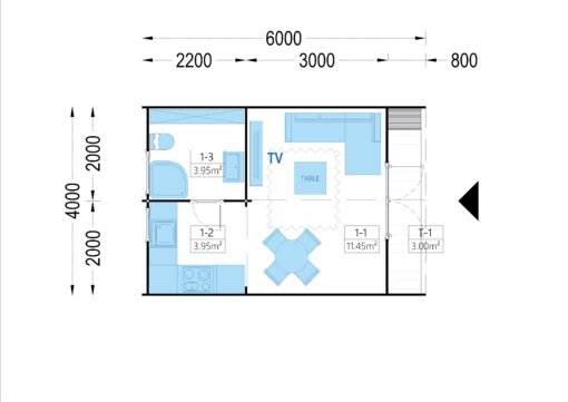 Garden Cabin BRETA (44 mm), 4×6 m, 24 m²