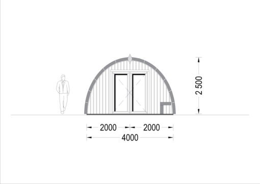 Garden Cabin BRETA (44 mm), 4×6 m, 24 m²