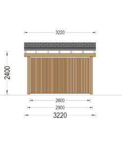 Wooden Carport LUNA F with L-Shaped Wall (3.2 x 6 m)