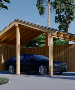 Wooden Carport with L-Shaped Wall LUNA (3.2 x 6 m)