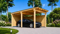 Wooden Carport LUNA F with L-Shaped Wall (3.2 x 6 m)