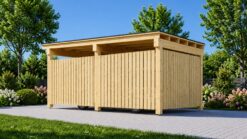 Wooden Carport LUNA F with L-Shaped Wall (3.2 x 6 m)