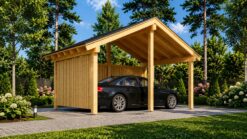 Wooden Carport with L-Shaped Wall LUNA (3.2 x 6 m)