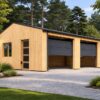 Triple Wooden Garage SILVIA TRIO 54 m² (9m × 6m), 34 mm + wood cladding