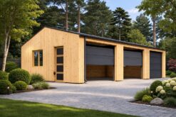 Triple Wooden Garage SILVIA TRIO 54 m² (9m × 6m), 34 mm + wood cladding