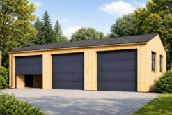 Triple Wooden Garage SILVIA TRIO 54 m² (9m × 6m), 34 mm + wood cladding