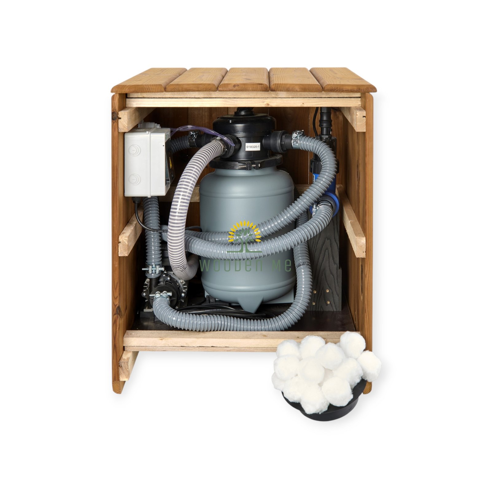 Sand Filtration System 4m³/h + UVC + Filter + Fuse Box + Wooden Box (Thermo Wood)