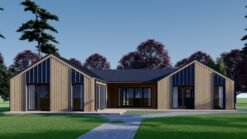 SCARLET Wooden House 139 m² (16.9 × 14.2 m), 44 mm + Cladding