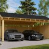 LUNA DUO F – 6×6 m Wooden Carport with L-Wall (2 Cars)
