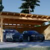 LUNA DUO F – 6×6 m Wooden Carport with L-Wall (2 Cars)