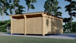 LUNA DUO F – 6×6 m Wooden Carport with L-Wall (2 Cars)