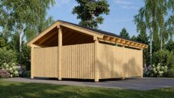 LUNA DUO F – 6×6 m Wooden Carport with L-Wall (2 Cars)