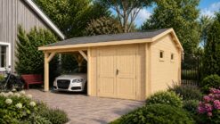Wooden Carport with Storage 44 mm | 5.7 × 5.3 m