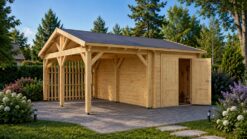 Wooden Carport with Storage 44 mm | 5.7 × 5.3 m